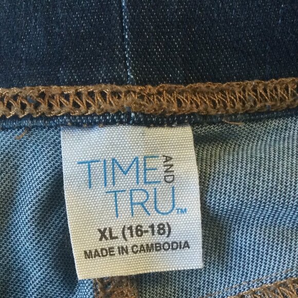 Time & Tru Womens Jeggings Pants XL Size 16-18 Dark Denim Jeans Stretch Pockets - Picture 2 of 7